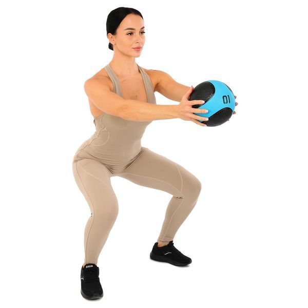 М'яч медичний медбол Medicine Ball LiveUp LP8112-1 1 кг чорний-синій LP8112-1 фото