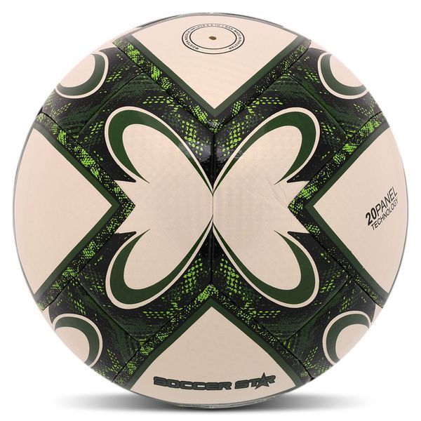 М'яч футбольний HYBRID SOCCER STAR TO-TOWN FB-4491 №5 PU білий-зелений FB-4491 фото