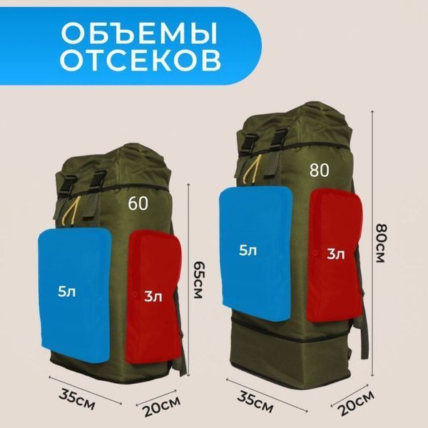 Рюкзак тактический чорний 4в1 70 л + Подсумок Водонепроницаемый туристический рюкзак. Цвет: черный ws67524 фото