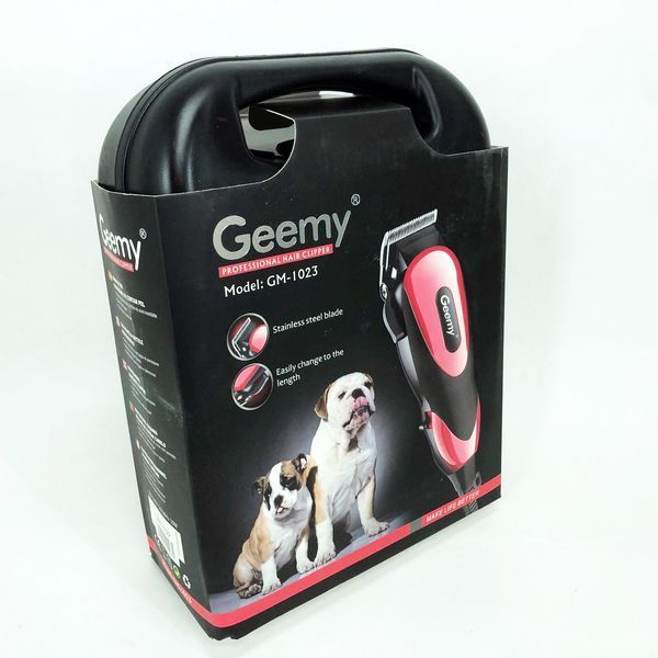 Машинка Gemei GM-1023 для стрижки животных с 4 насадками для любого типа шерсти + ножницы и расческа-гребешок ws37311 фото
