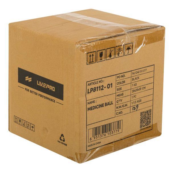 М'яч медичний медбол Medicine Ball LiveUp LP8112-1 1 кг чорний-синій LP8112-1 фото