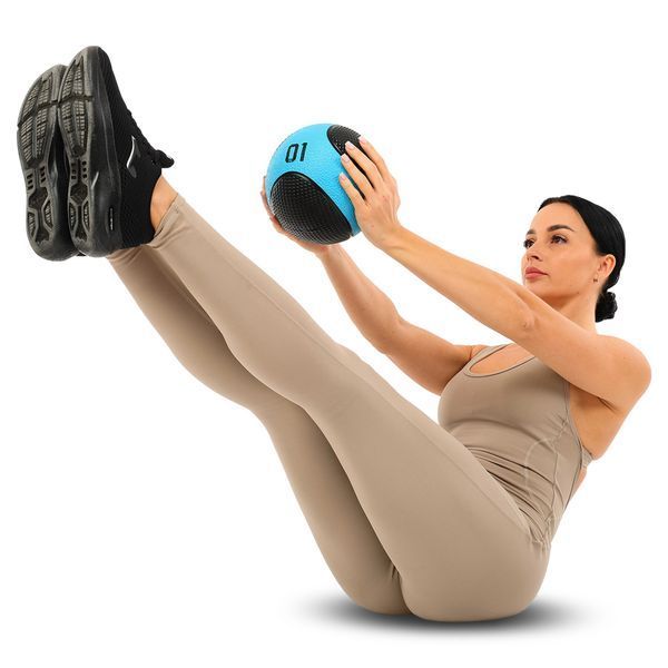 М'яч медичний медбол Medicine Ball LiveUp LP8112-1 1 кг чорний-синій LP8112-1 фото