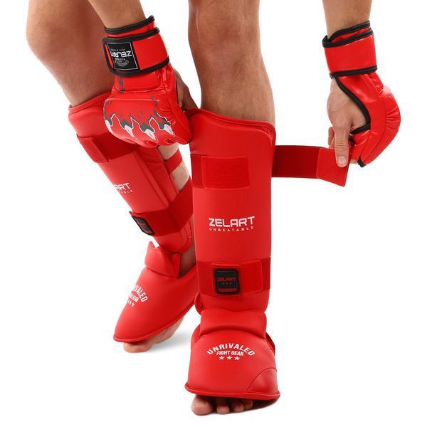 Защита голени и стопы для карате щитки и футы Zelart BO-7249 XS-XL цвета в ассортименте L BO-7249 фото