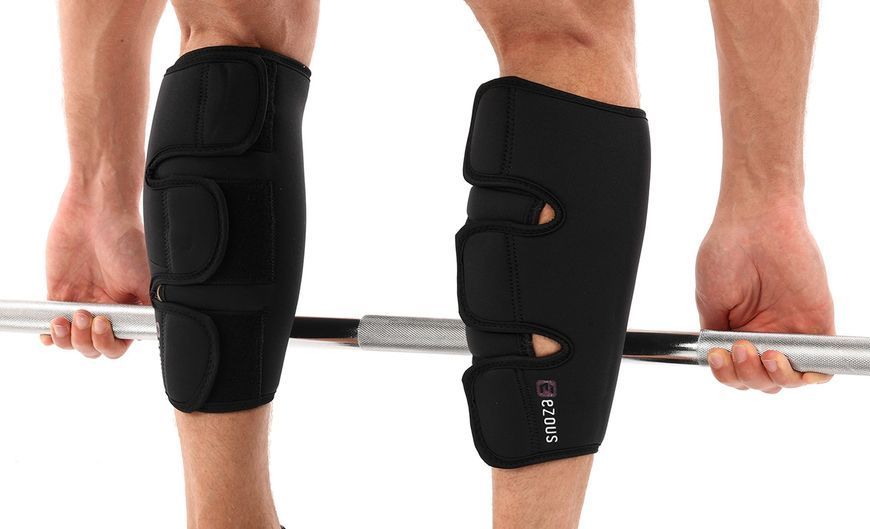 Захист гомілки для важкої атлетики CALF SUPPORT EZOUS A-08 2шт чорний A-08 фото