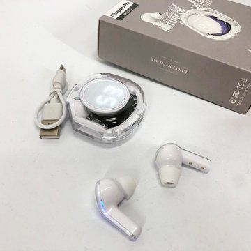 Беспроводные наушники TWS T8 PRO с прозрачным кейсом Вакуумные LED дисплей Bluetooth 5.3. Цвет: белый ws14814-1 фото