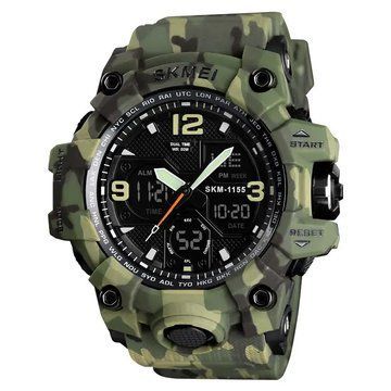 Часы наручные мужские SKMEI 1155BCMGN GREEN CAMO, брендовые мужские часы. Цвет: зеленый камуфляж ws94636-3 фото