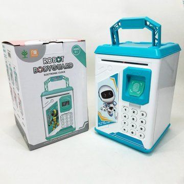 Копилка-сейф ROBOT BODYGUARD с кодовым замком отпечатком пальца и купюроприемником. Цвет: голубой ws21571 фото