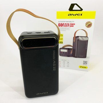 Внешний аккумулятор Power Bank AWEI P101K 60000mah быстрая зарядка ws71315 фото