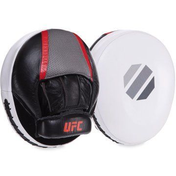 Лапа боксерская прямая круглая тренировочная кожа UFC PRO Air UCP-75343 25,5х21,5х6см 2штуки черный-белый UCP-75343 фото