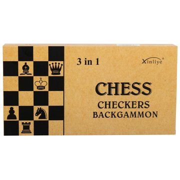 Шахматы шашки нарды 3 в 1 набор настольных игр деревянные Xinliye W7722B размер 29см x 29см х 2см W7722B фото