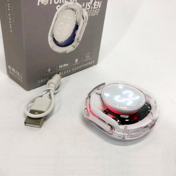 Бездротові навушники TWS T8 PRO з прозорим кейсом Вакуумний LED дисплей Bluetooth 5.3. Колір: білий ws14814-1 фото