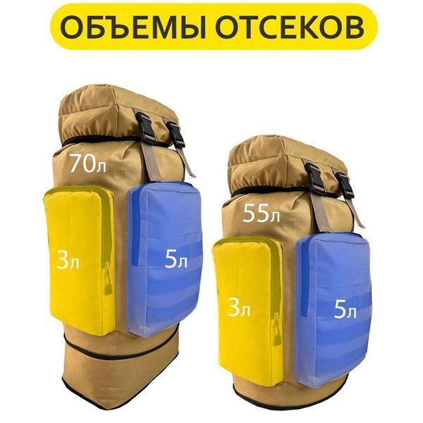 Армійський рюкзак тактичний 70 л Водонепроникний туристичний рюкзак. Колір: койот ws81115 фото