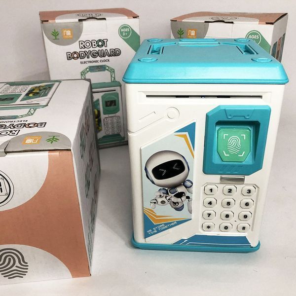 Копилка-сейф ROBOT BODYGUARD с кодовым замком отпечатком пальца и купюроприемником. Цвет: голубой ws21571 фото
