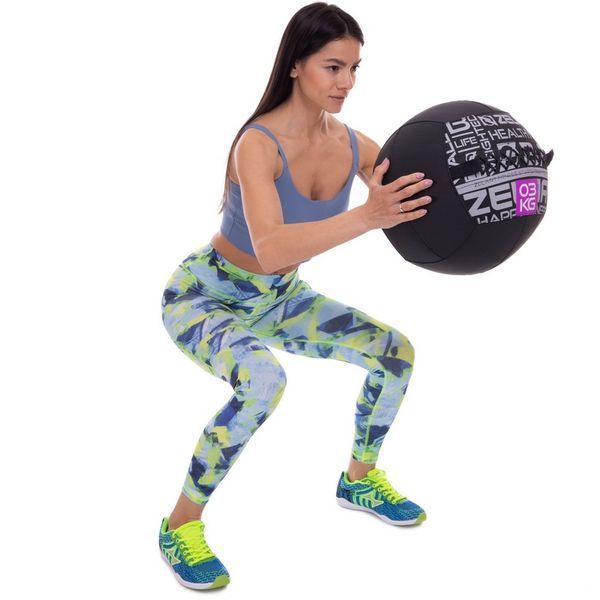 Мяч набивной медицинский для кроссфита WALL BALL Zelart FI-2637-3 3кг черный FI-2637-3 фото