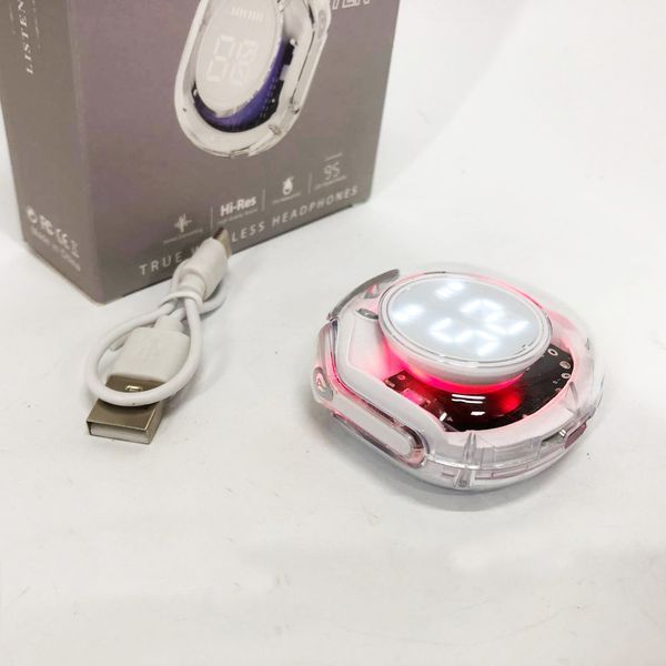 Бездротові навушники TWS T8 PRO з прозорим кейсом Вакуумний LED дисплей Bluetooth 5.3. Колір: білий ws14814-1 фото