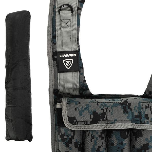 Жилет обтяжувач із регульованою вагою LiveUp WEIGTH VEST LP8195-20 вага-1-20кг чорний-сірий LP8195-20 фото