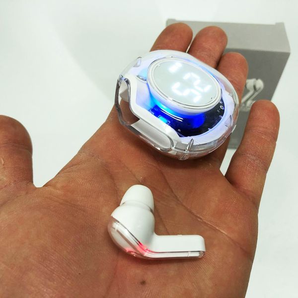 Бездротові навушники TWS T8 PRO з прозорим кейсом Вакуумний LED дисплей Bluetooth 5.3. Колір: білий ws14814-1 фото