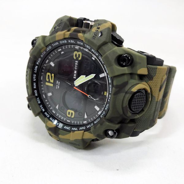 Часы наручные мужские SKMEI 1155BCMGN GREEN CAMO, брендовые мужские часы. Цвет: зеленый камуфляж ws94636-3 фото
