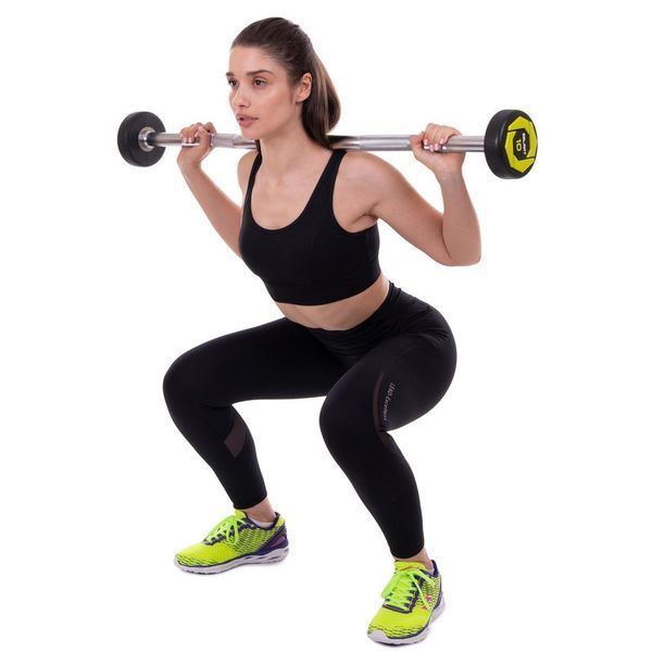Штанга неразборная с фиксированным весом изогнутая полиуретановая Zelart Urethane Barbell TA-2690-10 длина-102см 10кг черный-салатовый TA-2690-10 фото