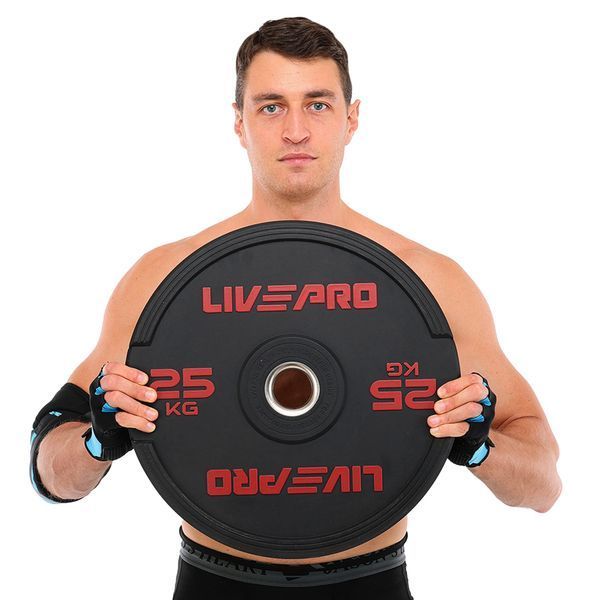 Бамперные диски резиновые Bumper Plates LiveUp LP8331-25 o50.5мм 25кг черный LP8331-25 фото