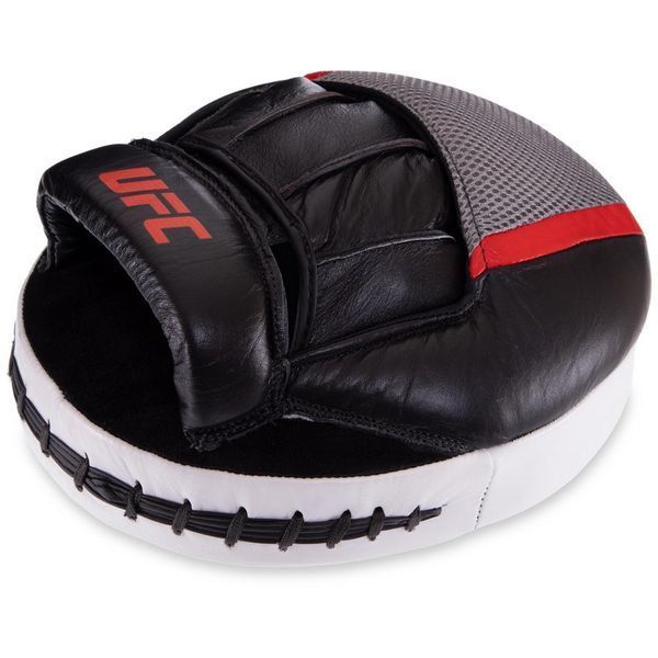 Лапа боксерська пряма кругла тренувальна шкіра UFC PRO Air UCP-75343 25,5х21,5х6см 2штуки чорний-білий UCP-75343 фото