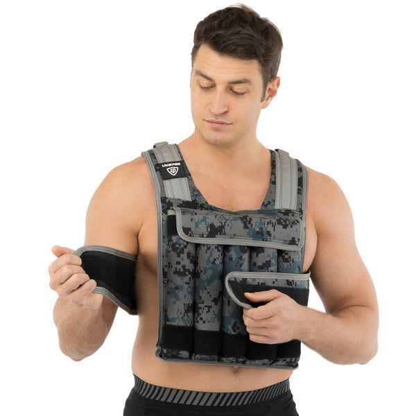 Жилет обтяжувач із регульованою вагою LiveUp WEIGTH VEST LP8195-20 вага-1-20кг чорний-сірий LP8195-20 фото
