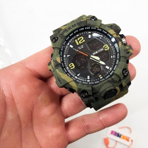 Часы наручные мужские SKMEI 1155BCMGN GREEN CAMO, брендовые мужские часы. Цвет: зеленый камуфляж ws94636-3 фото