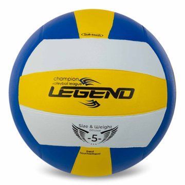 Мяч волейбольный резиновый LEGEND VB-1899 №5 желтый-белый-синий VB-1899 фото