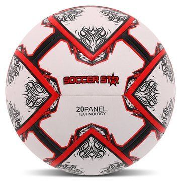 М'яч футбольний гібридна зшивка HYBRID SOCCER STAR FB-4523 №5 PU білий-червоний FB-4523 фото