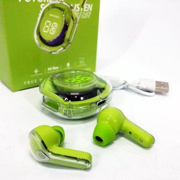 Беспроводные наушники TWS T8 PRO с прозрачным кейсом Вакуумные LED дисплей Bluetooth 5.3. Цвет: зеленый ws14814-2 фото