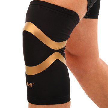 Наколенник спортивный эластичный компрессионный TVFF 901301 S-XL 1шт черный-золотой 901301 фото