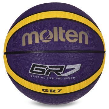 Мяч баскетбольный резиновый MOLTEN GR7 BGR7-VY-SH размер 7 фиолетовый-желтый BGR7-VY-SH фото