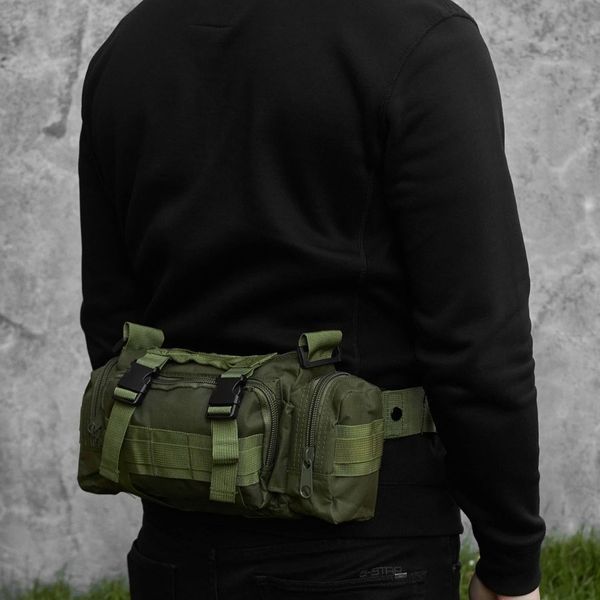 Сумка - подсумок тактическая поясная Tactical военная, сумка нагрудная с ремнем 5 литров кордура хаки ws17279 фото