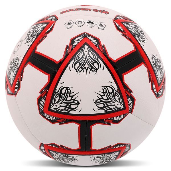 Мяч футбольный гибридная сшивка HYBRID SOCCER STAR FB-4523 №5 PU белый-красный FB-4523 фото