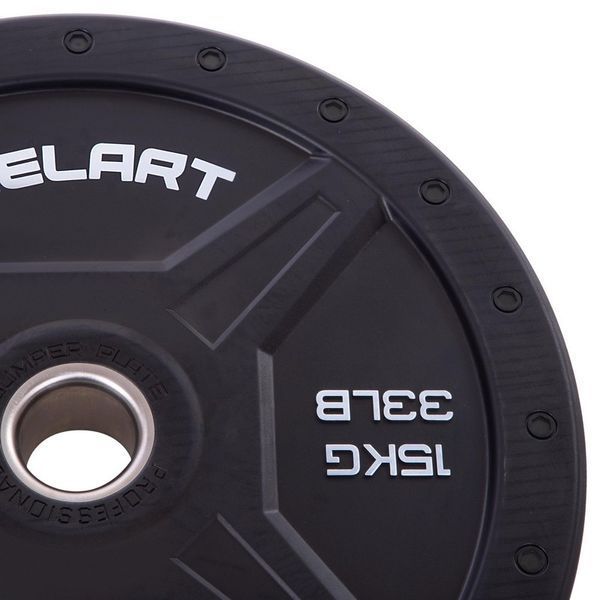Бамперные диски резиновые Bumper Plates Zelart TA-2258-15 50,4мм 15кг черный TA-2258-15 фото
