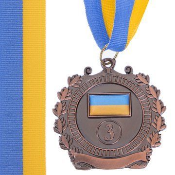 Медаль спортивная с лентой SP-Sport UKRAINE с украинской символикой C-3163 o6,5см золото, серебро, бронза C-3163 фото
