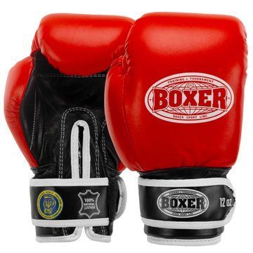 Перчатки боксерские профессиональные на липучке кожаные ФБУ BOXER Profi BO-2001 10-12унций цвета в ассортименте 12 унции BO-2001 фото
