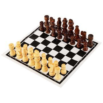Шахматы настольная игра деревянные с виниловым игровым полем SP-Sport 205P размер короля 7 см пешки 3 см 205P фото