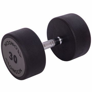Гантель цільна професійна з поліуретановим покриттям TECHNOGYM LN-1254-30 1шт 30кг чорний-сірий LN-1254-30 фото