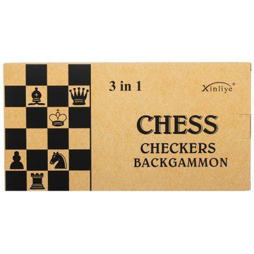 Шахматы шашки нарды 3 в 1 набор настольных игр деревянные Xinliye W7721B размер 24см x 24см х 3см W7721B фото