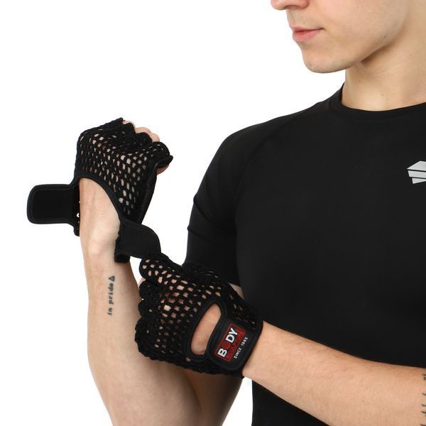 Перчатки спортивные кожаные BODY SCULPTURE WorkOut BJBW-83-H S-XL черный M BJBW-83-H фото