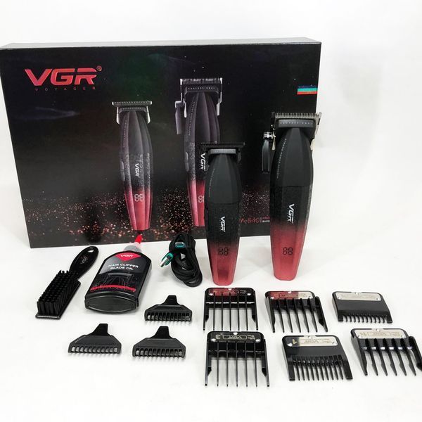Професійний набір для стрижки волосся VGR V-640 акумуляторний Barber Combo PREMIUM. Колір: червоний ws97411-1 фото