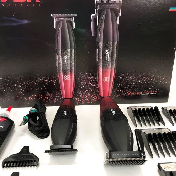 Професійний набір для стрижки волосся VGR V-640 акумуляторний Barber Combo PREMIUM. Колір: червоний ws97411-1 фото