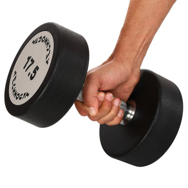 Гантель цільна професійна з поліуретановим покриттям TECHNOGYM TG-1834-17_5 1шт 17,5кг чорний-сірий TG-1834-17_5 фото