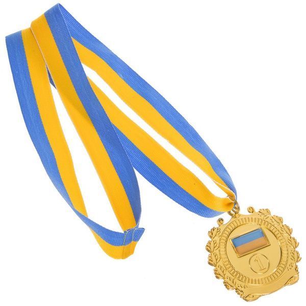 Медаль спортивная с лентой SP-Sport UKRAINE с украинской символикой C-3163 o6,5см золото, серебро, бронза C-3163 фото