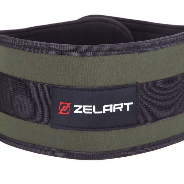 Пояс атлетический текстильный Zelart SB-165537 спинка-13см спинка-13см размер-XS-XXL черный-оливковый SB-165537 фото