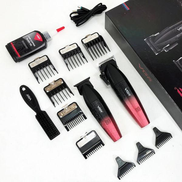 Професійний набір для стрижки волосся VGR V-640 акумуляторний Barber Combo PREMIUM. Колір: червоний ws97411-1 фото