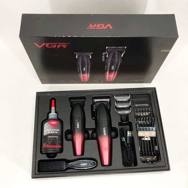 Професійний набір для стрижки волосся VGR V-640 акумуляторний Barber Combo PREMIUM. Колір: червоний ws97411-1 фото