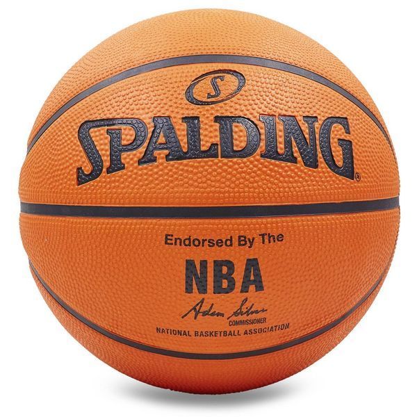 Мяч баскетбольный резиновый SPALDING NBA SILVER Outdoor 83014Z размер 5 оранжевый 83014Z фото