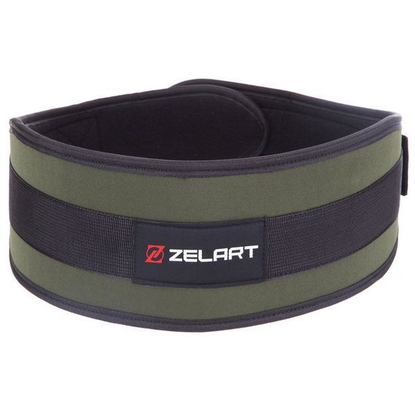 Пояс атлетический текстильный Zelart SB-165537 спинка-13см спинка-13см размер-XS-XXL черный-оливковый SB-165537 фото
